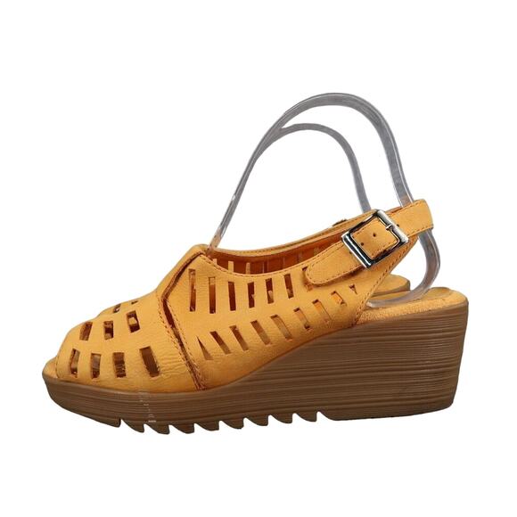 Aerosoles Shoes Womens 6 Sandals Wedge Platform Leather Peep Toe Fashion Comfort - Picture 4 of 13